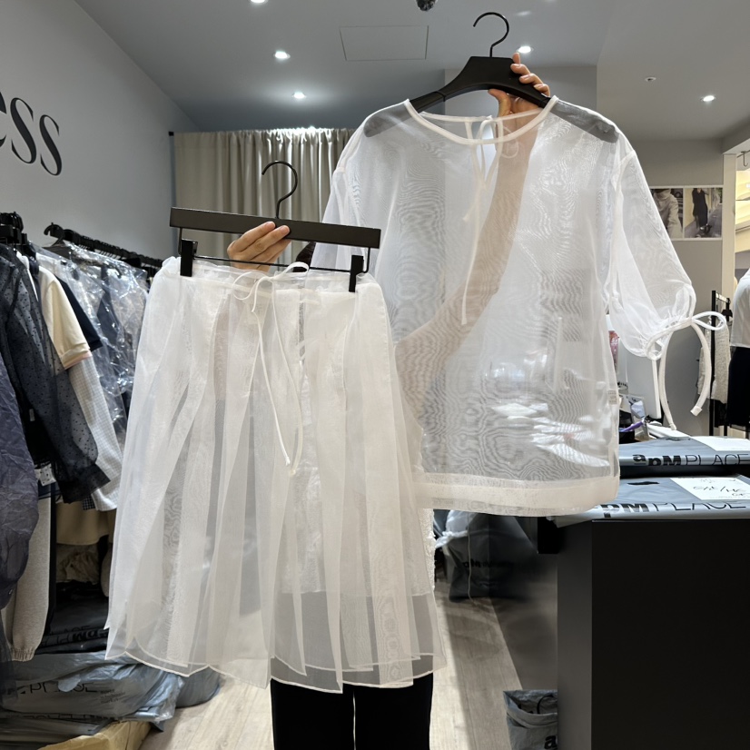 SOFTNESS韓國直郵㊣女裝新款25春夏休閑套裝兩件套歐根紗套裝Softness/Cosmic套裝圖色1