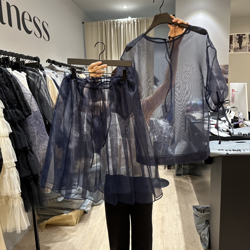 SOFTNESS韓國直郵㊣女裝新款25春夏休閑套裝兩件套歐根紗套裝Softness/Cosmic套裝圖色2