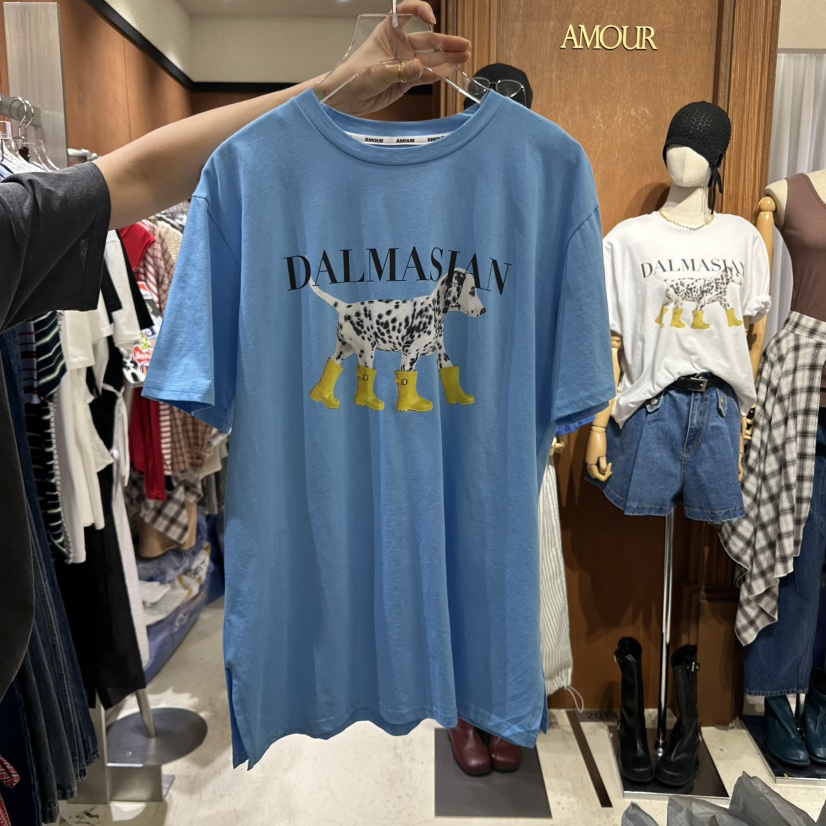 AMOUR直郵韓國代購㊣女裝新款休閑推薦人氣時尚25春夏熱賣T恤AMOURT恤圖色3