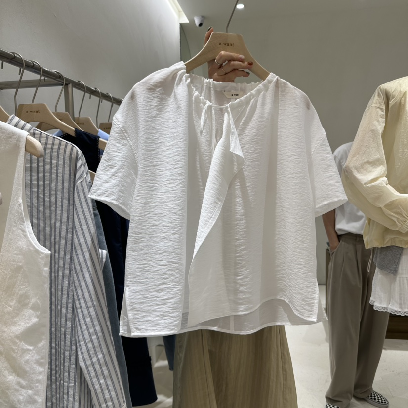 A WANT直郵韓國代購㊣女裝新款時尚熱賣休閑25春夏襯衫蕾絲衫A WANT襯衫/蕾絲衫