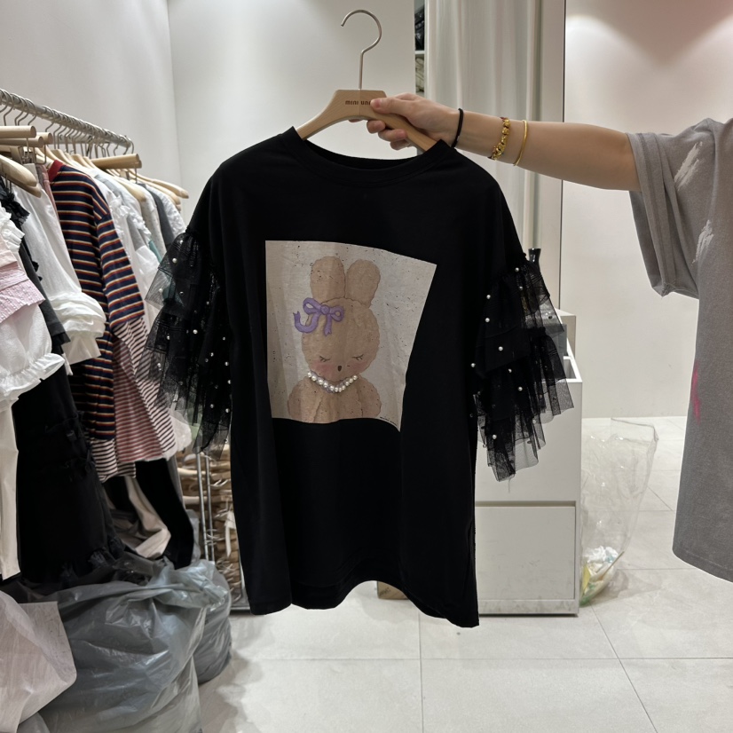 MINI UNNI韓國直郵㊣東大門實拍女裝新款休閑熱賣25春夏T恤MINI UNNIT恤圖色2