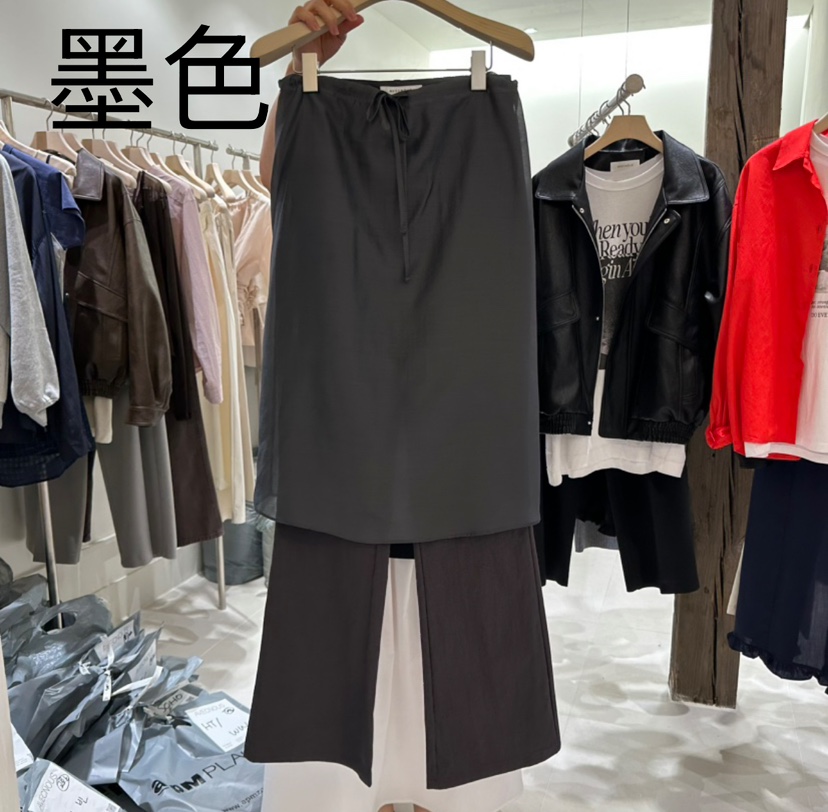AVECNOUS直郵韓國代購㊣女裝新品推薦人氣時尚熱賣裙褲透視AVECNOUS裙褲圖色2