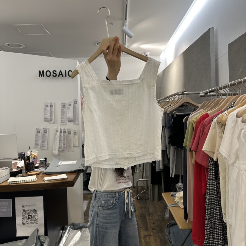 MOSAIC韓國㊣直郵東大門代購女裝新款時尚人氣吊帶背心刺繡MOSAIC吊帶/背心
