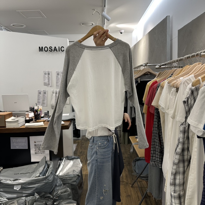MOSAIC韓國直郵㊣女裝新款推薦熱賣時尚人氣25春夏休閑長袖T恤MOSAIC長袖T恤