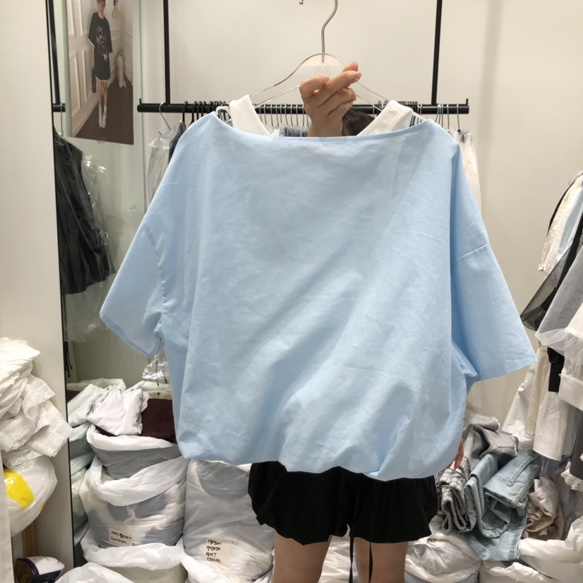 YUNBAL直郵韓國代購㊣女裝新品熱賣人氣25春夏T恤假兩件亞麻YUNBALT恤