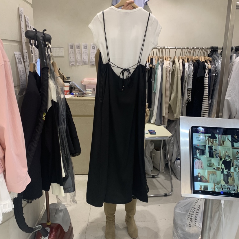 SALONDEMAG直郵韓國代購㊣女裝新品25春夏連衣裙不含內搭緞面SALONDEMAG連衣裙