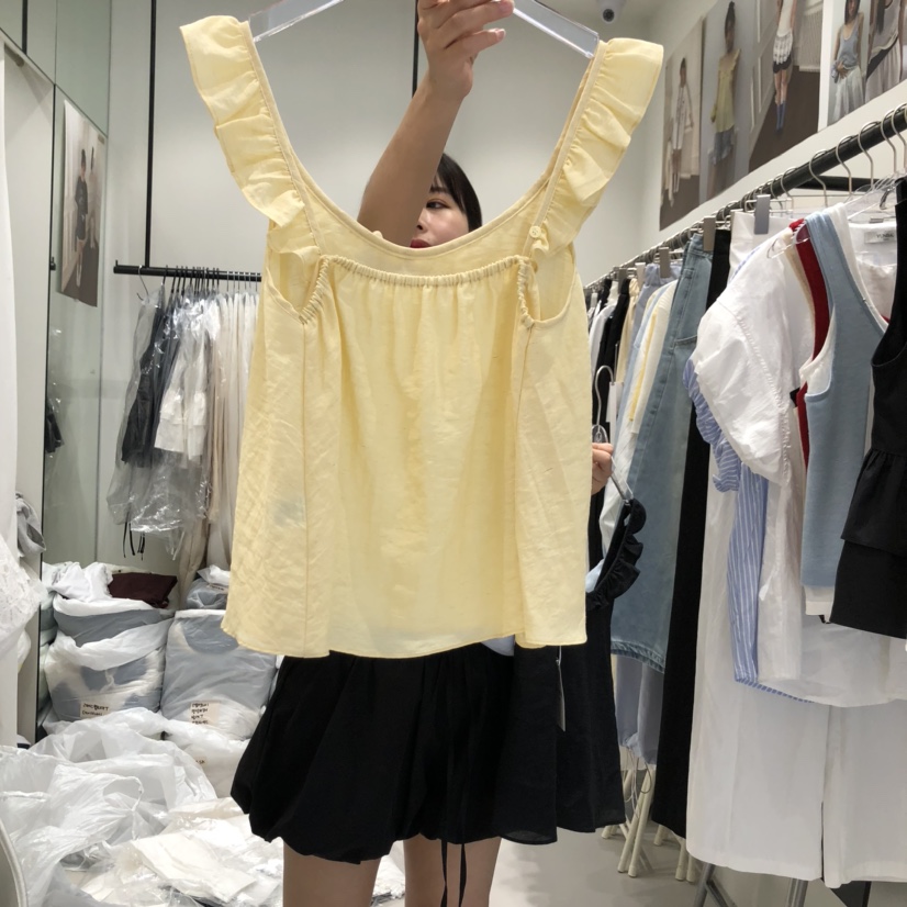 YUNBAL韓國直郵㊣東大門實拍女裝新款時尚25春夏吊帶背心亞麻YUNBAL吊帶/背心