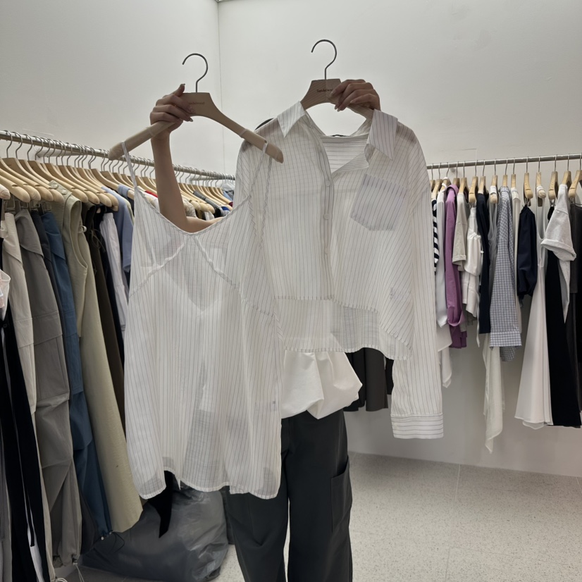 SANDALWOOD韓國㊣直郵東大門代購女裝新品25春夏套裝兩件套條紋SANDALWOOD套裝