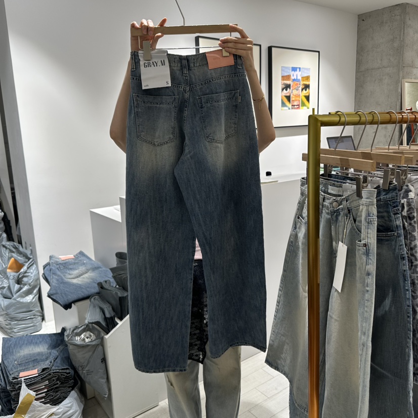 GRAYMELLOW韓國直郵㊣女裝新品25春夏推薦人氣熱賣休閑牛仔褲GRAYMELLOW牛仔褲
