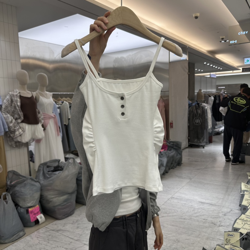 CHAV直郵韓國代購㊣女裝新品時尚休閑25春夏人氣熱賣吊帶背心CHAV吊帶/背心