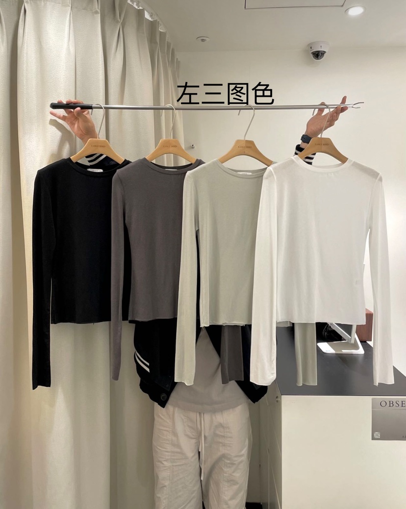 OBSESS韓國直郵㊣東大門實拍女裝新款25春夏休閑時尚長袖T恤OBSESS/EARLY BIRD長袖T恤圖色3左三色