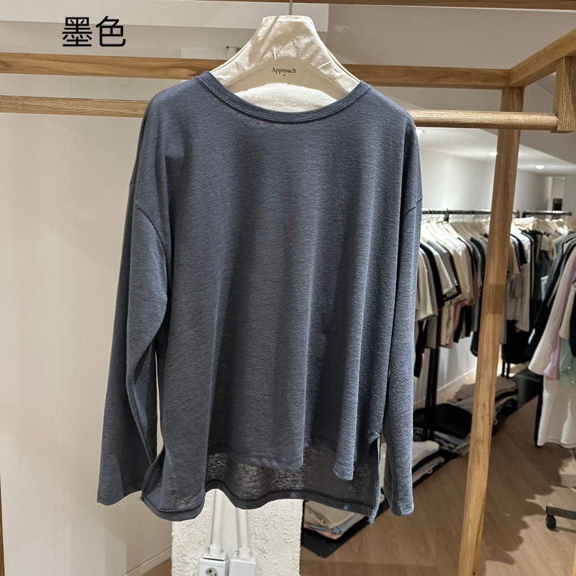 APPROACH0.1韓國直郵㊣女裝新款25春夏休閑時尚長袖T恤亞麻APPROACH0.1長袖T恤圖色9