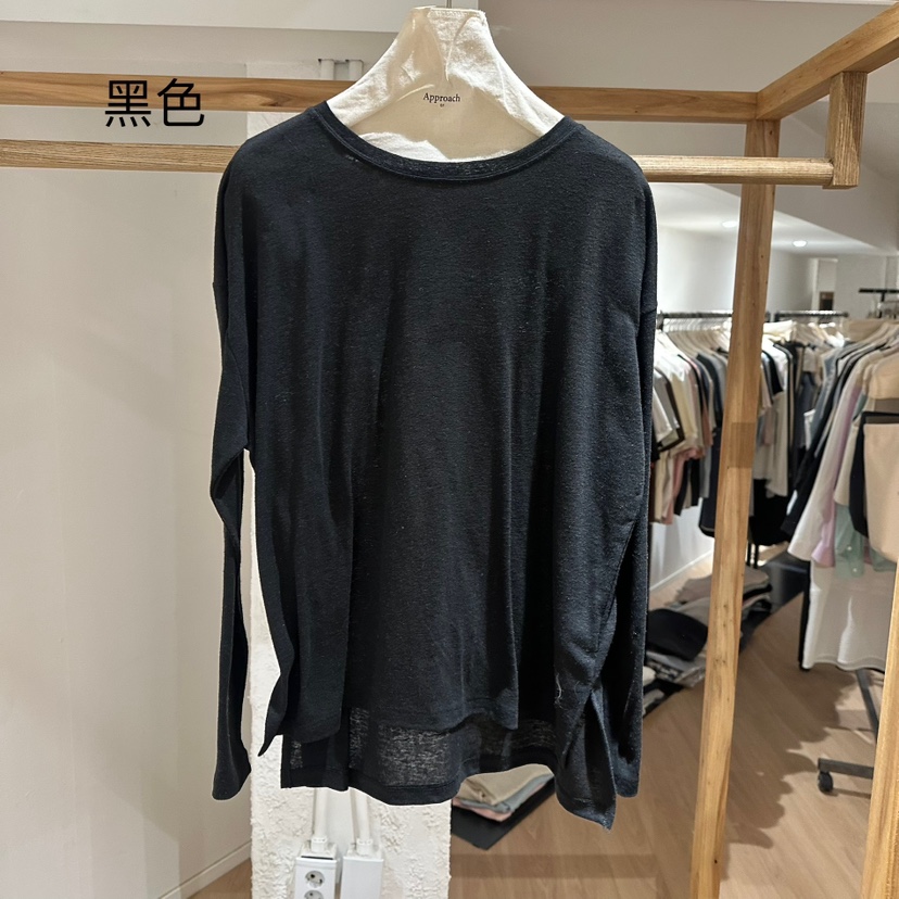 APPROACH0.1韓國直郵㊣女裝新款25春夏休閑時尚長袖T恤亞麻APPROACH0.1長袖T恤圖色10