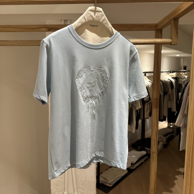 APPROACH0.1直郵韓國代購㊣女裝新品時尚推薦休閑25春夏T恤刺繡APPROACH0.1T恤圖色3