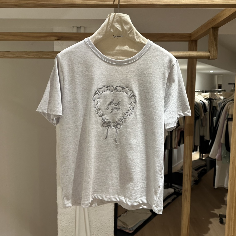 APPROACH0.1直郵韓國代購㊣女裝新品時尚推薦休閑25春夏T恤刺繡APPROACH0.1T恤圖色4