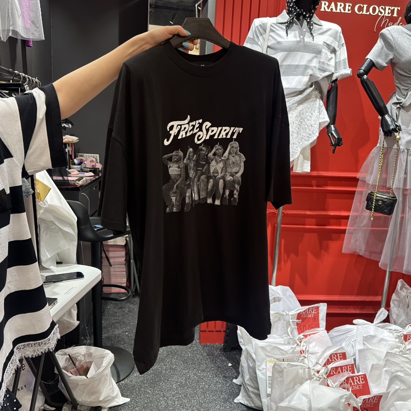 RARE CLOSET韓國㊣直郵東大門代購女裝新品25春夏人氣熱賣T恤RARE CLOSETT恤圖色3