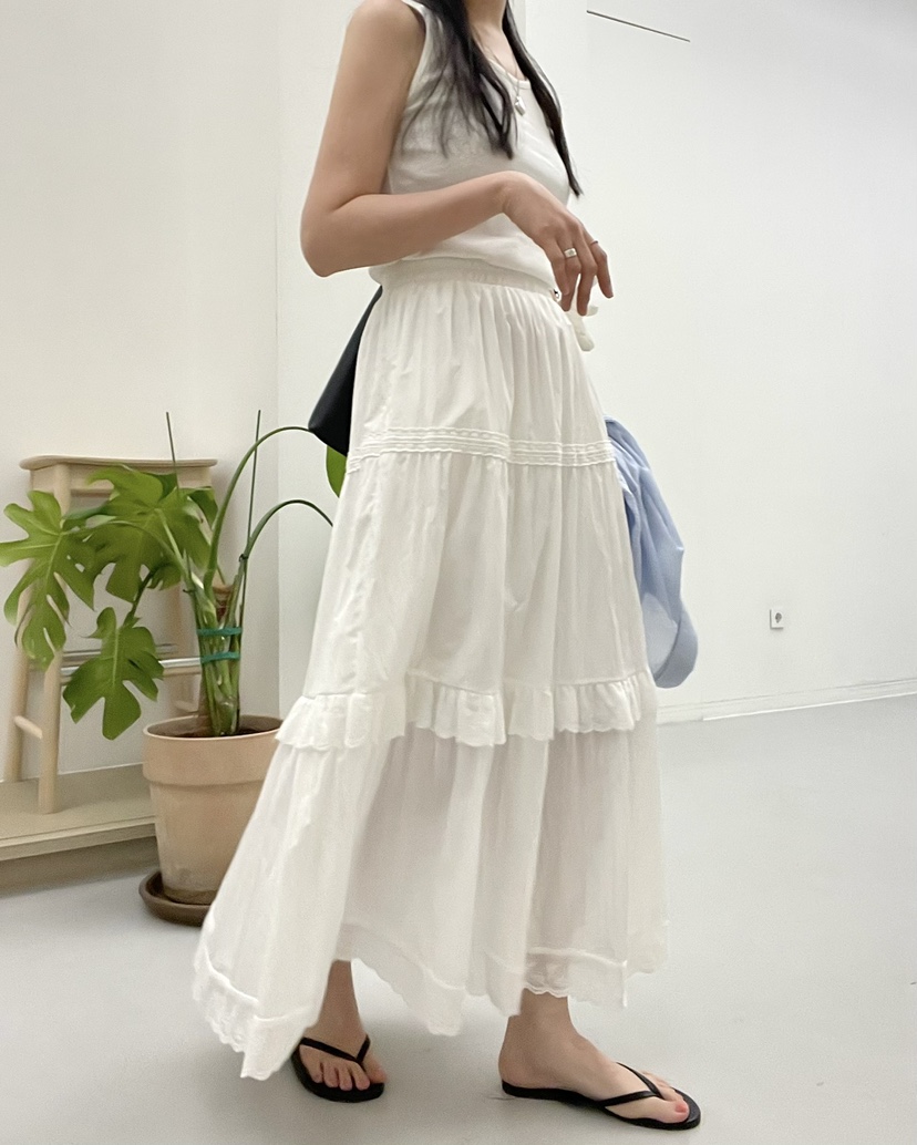 ALLVIBE東大門直郵女士新品25春夏真品人氣休閑時尚長裙蕾絲ALLVIBE長裙