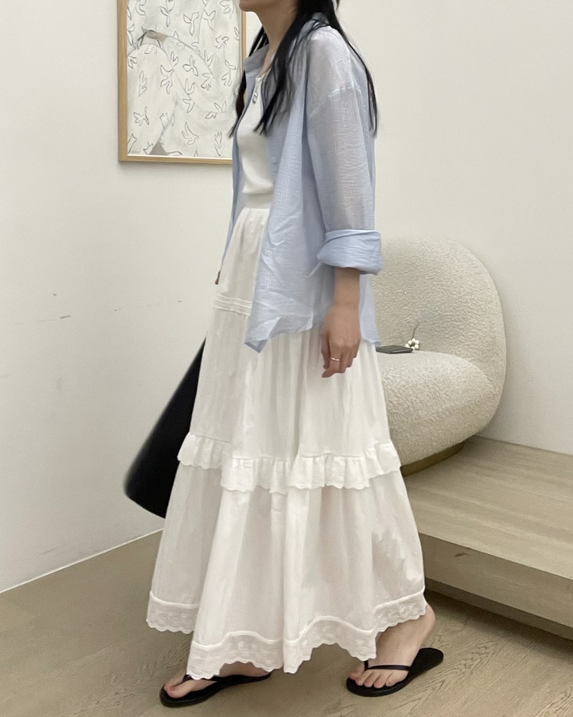 ALLVIBE東大門直郵女士新品25春夏真品人氣休閑時尚長裙蕾絲ALLVIBE長裙