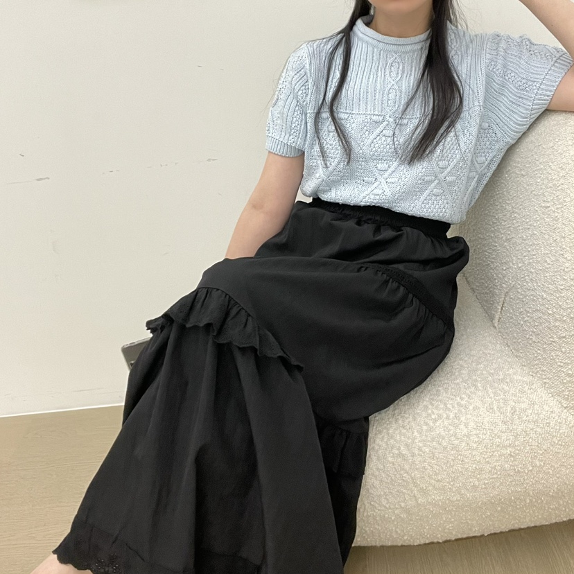 ALLVIBE東大門直郵女士新品25春夏真品人氣休閑時尚長裙蕾絲ALLVIBE長裙