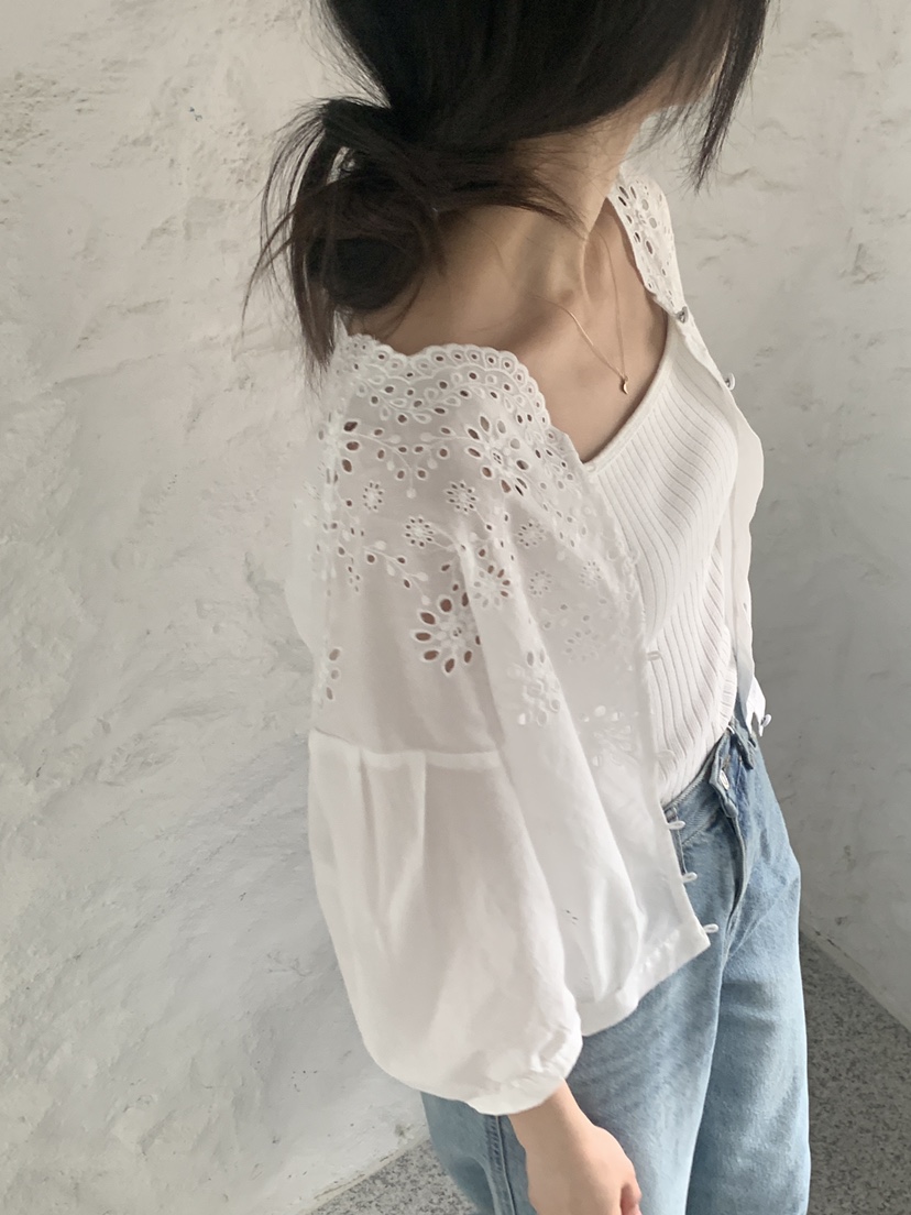 LOGARDEN韓國代購女士新款休閑25春夏人氣時尚職業襯衫蕾絲衫LO GARDEN襯衫/蕾絲衫