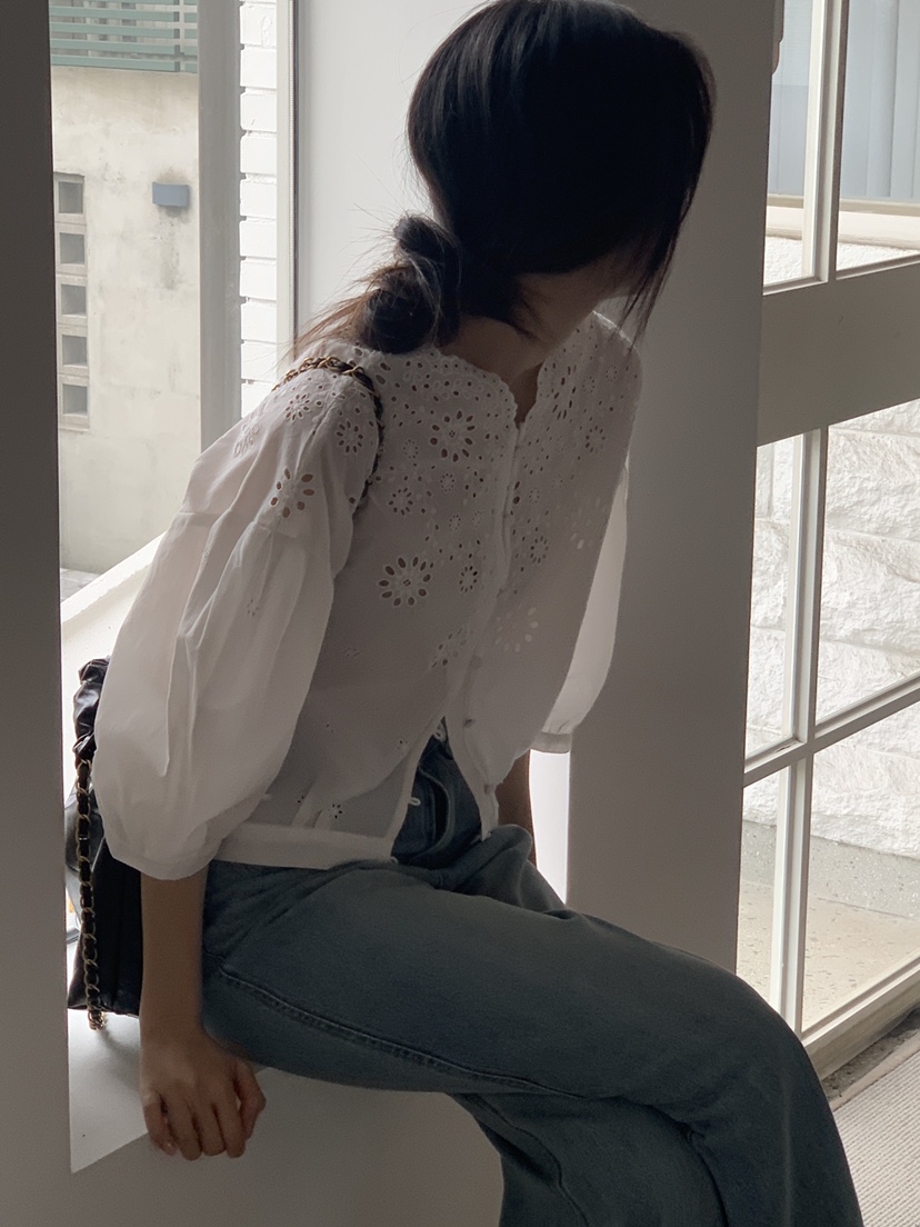 LOGARDEN韓國代購女士新款休閑25春夏人氣時尚職業襯衫蕾絲衫LO GARDEN襯衫/蕾絲衫