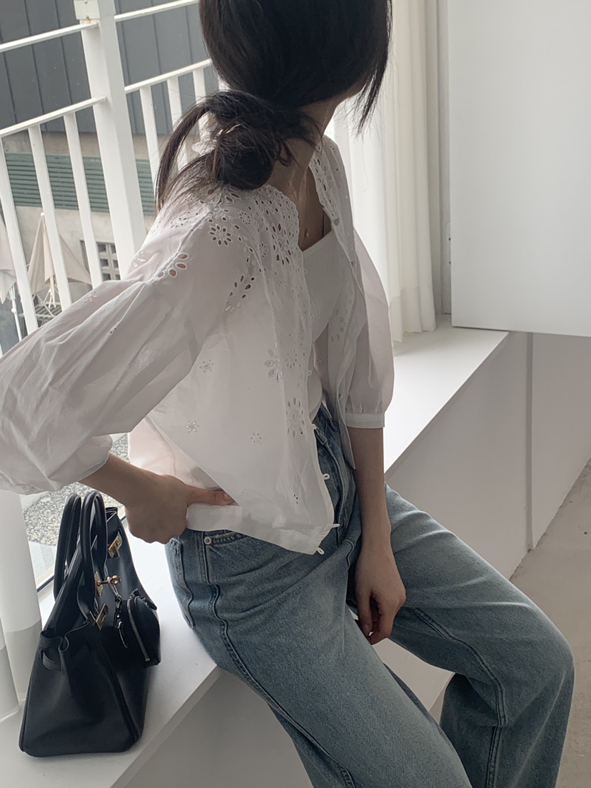 LOGARDEN韓國代購女士新款休閑25春夏人氣時尚職業襯衫蕾絲衫LO GARDEN襯衫/蕾絲衫
