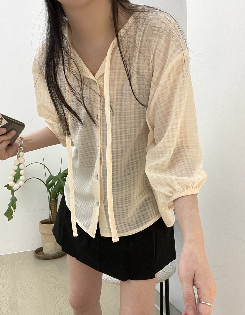 ALLVIBE韓國直郵女士新品25春夏休閑熱賣推薦人氣襯衫蕾絲衫ALLVIBE襯衫/蕾絲衫