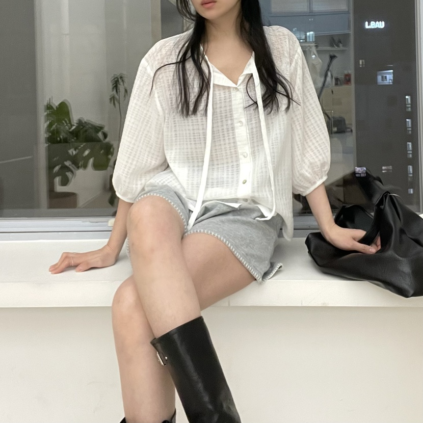 ALLVIBE韓國直郵女士新品25春夏休閑熱賣推薦人氣襯衫蕾絲衫ALLVIBE襯衫/蕾絲衫