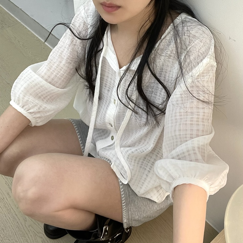 ALLVIBE韓國直郵女士新品25春夏休閑熱賣推薦人氣襯衫蕾絲衫ALLVIBE襯衫/蕾絲衫