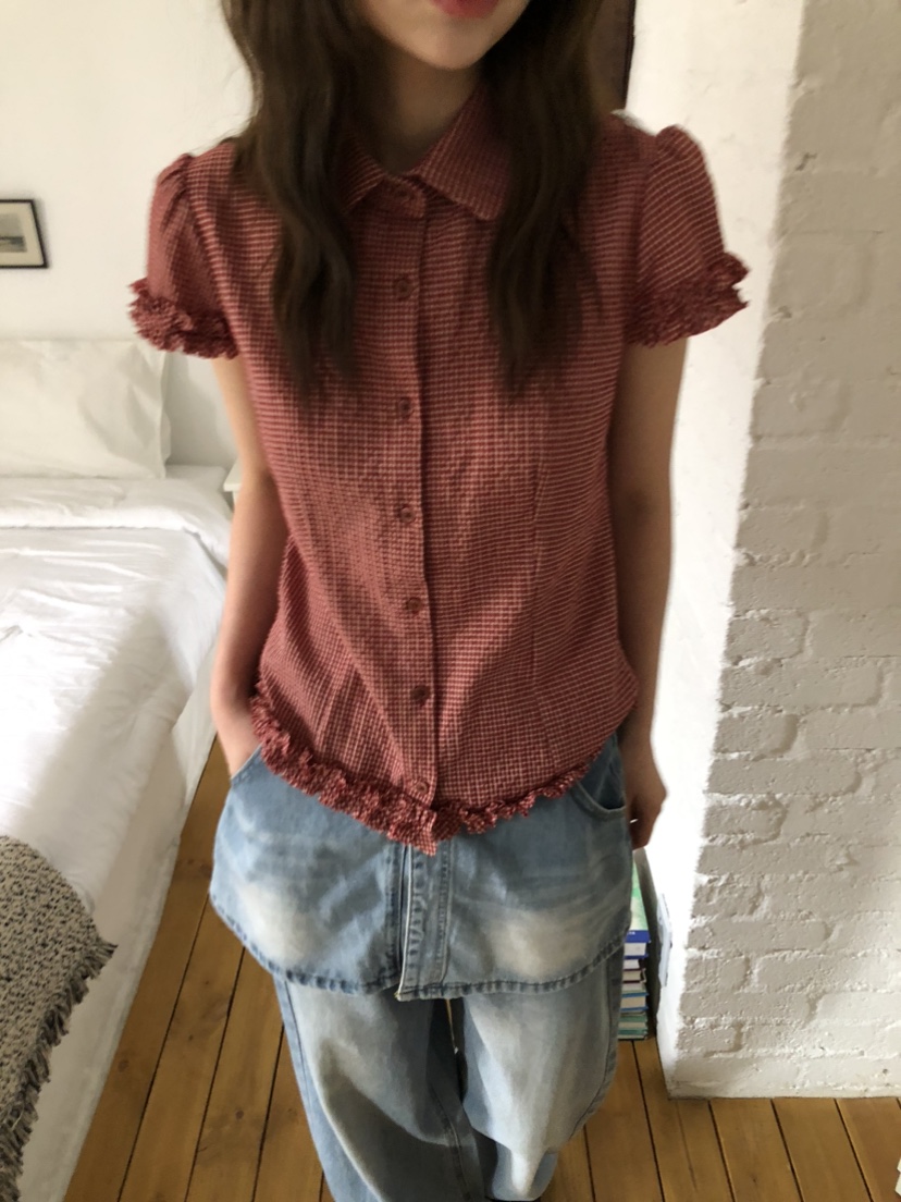 FLASH東大門實拍女士新款時尚熱賣真品休閑人氣25春夏襯衫蕾絲衫FLASH襯衫/蕾絲衫