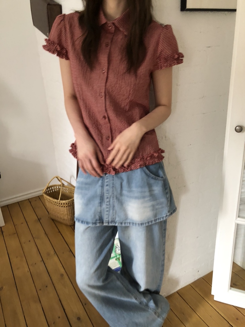 FLASH東大門實拍女士新款時尚熱賣真品休閑人氣25春夏襯衫蕾絲衫FLASH襯衫/蕾絲衫