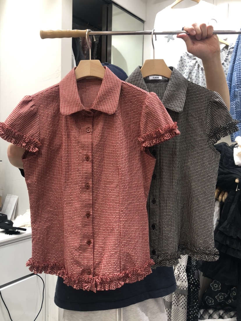 FLASH東大門實拍女士新款時尚熱賣真品休閑人氣25春夏襯衫蕾絲衫FLASH襯衫/蕾絲衫