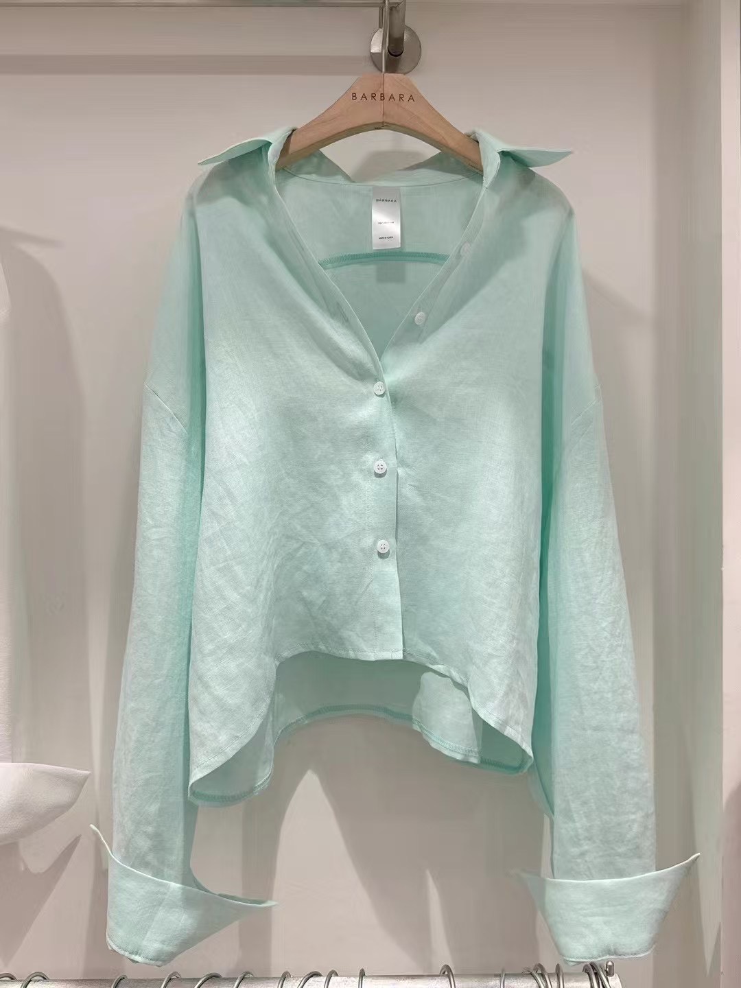 THE BARBARA東大門直郵女裝新品25春夏襯衫蕾絲衫短款寬松THE BARBARA襯衫/蕾絲衫圖色2