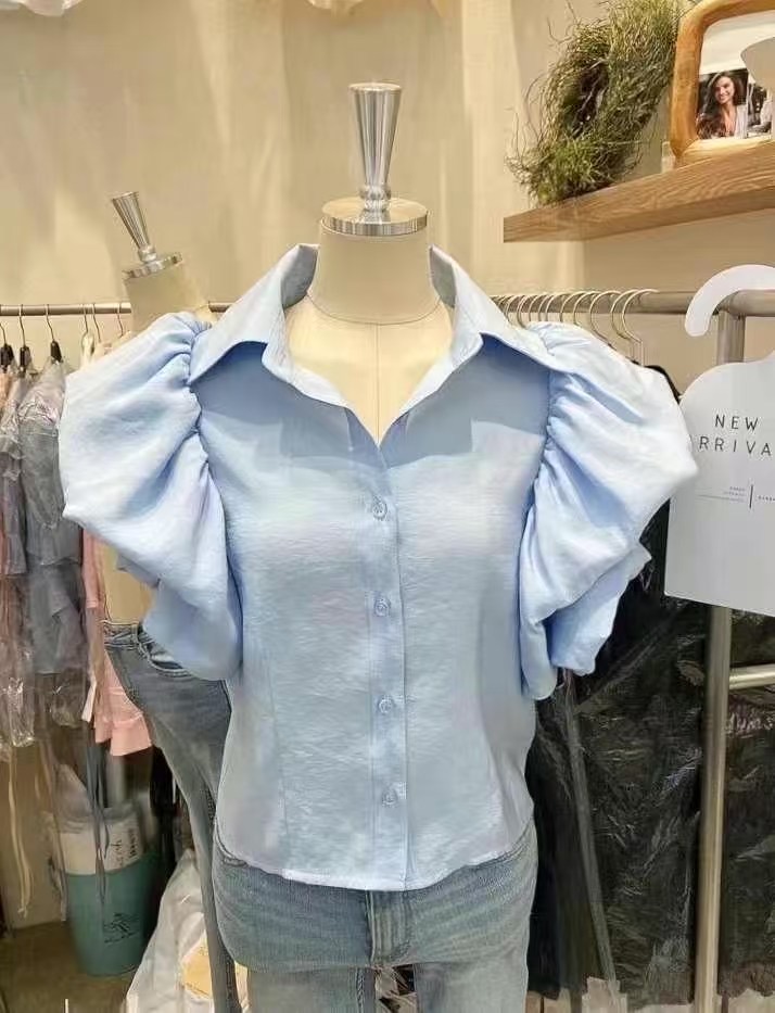 THE BARBARA韓國直郵女裝新品休閑職業推薦襯衫蕾絲衫泡泡袖THE BARBARA襯衫/蕾絲衫圖色2