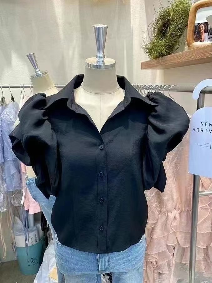 THE BARBARA韓國直郵女裝新品休閑職業推薦襯衫蕾絲衫泡泡袖THE BARBARA襯衫/蕾絲衫圖色3