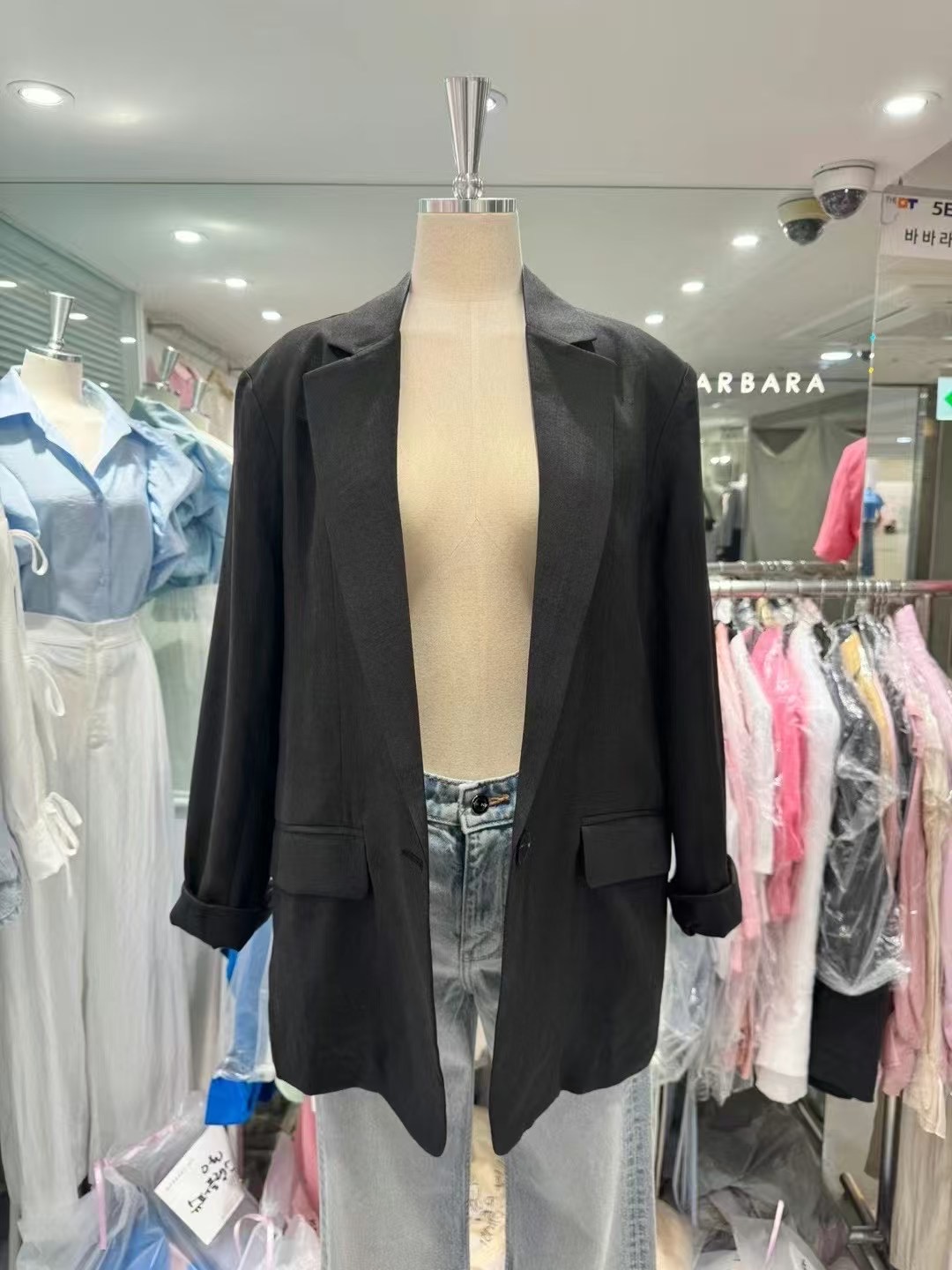 THE BARBARA東大門實拍女士新款真品人氣熱賣職業夾克亞麻THE BARBARA夾克圖色2