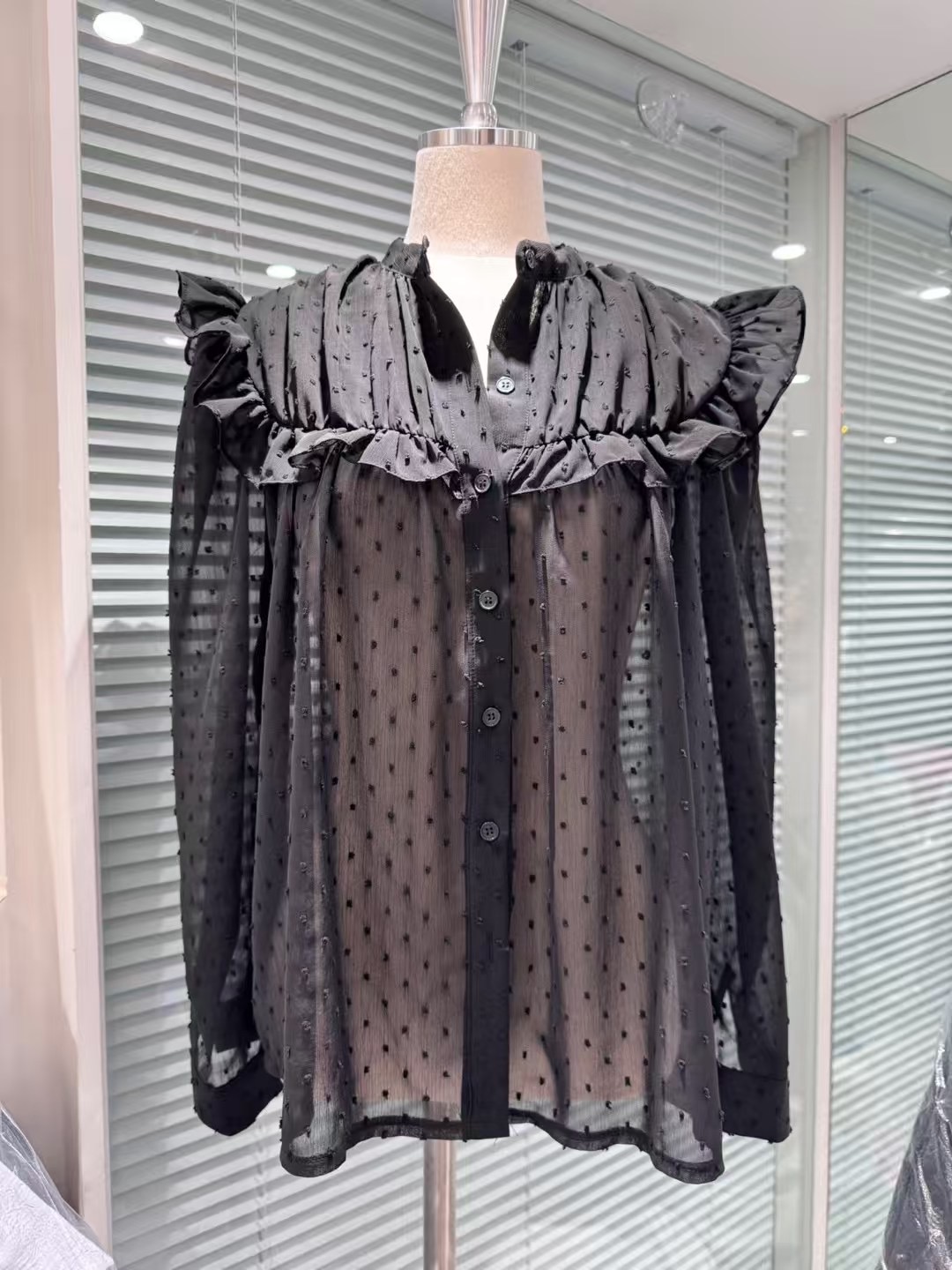 THE BARBARA東大門實拍女士新品熱賣人氣襯衫蕾絲衫荷葉邊THE BARBARA襯衫/蕾絲衫圖色4