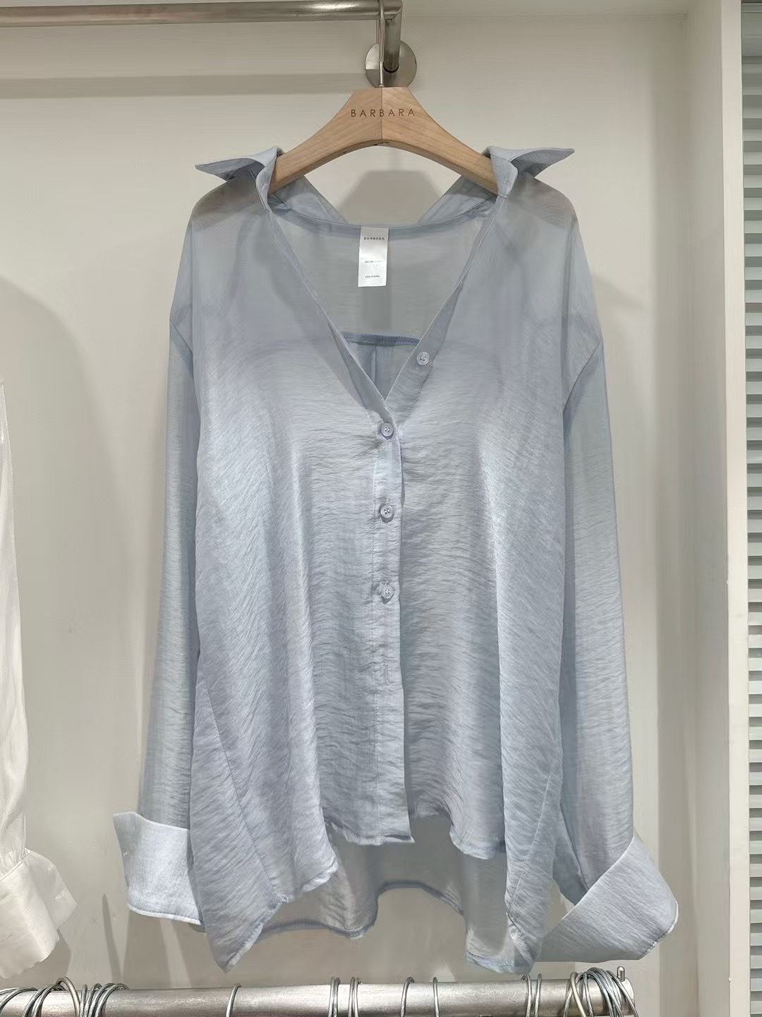 THE BARBARA韓國直郵女士新品真品推薦時尚襯衫蕾絲衫透明THE BARBARA襯衫/蕾絲衫