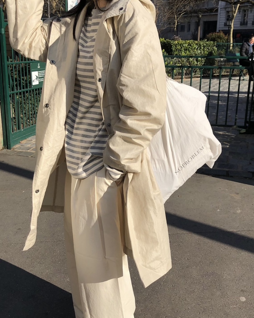 NOPROBLEM東大門代購女裝新款真品熱賣人氣25春夏長款風衣兜帽NOPROBLEM長款風衣