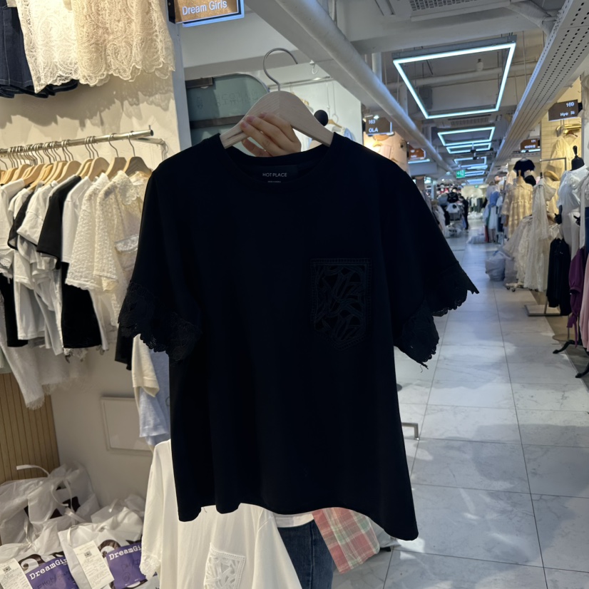 DREAM GIRIS直郵韓國代購㊣女裝新款休閑推薦人氣熱賣T恤口袋DREAM GIRIS/HOT PLACET恤圖色2