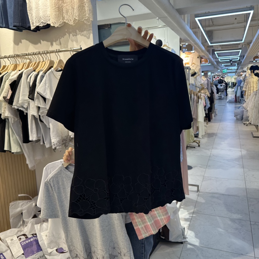 DREAM GIRIS韓國直郵㊣東大門實拍女裝新品休閑熱賣T恤刺繡DREAM GIRIS/HOT PLACET恤圖色3