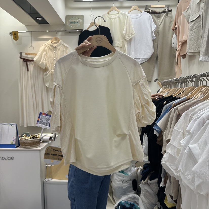 HOJAE韓國㊣直郵東大門代購女裝新款時尚熱賣休閑推薦25春夏T恤MID-LEVEL JUMPT恤圖色2