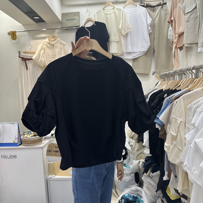 HOJAE韓國㊣直郵東大門代購女裝新款時尚熱賣休閑推薦25春夏T恤MID-LEVEL JUMPT恤圖色3