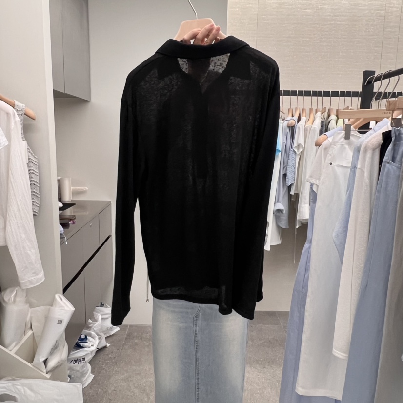 AND THE直郵韓國代購㊣女裝新品熱賣時尚推薦人氣長袖T恤亞麻AND THE長袖T恤
