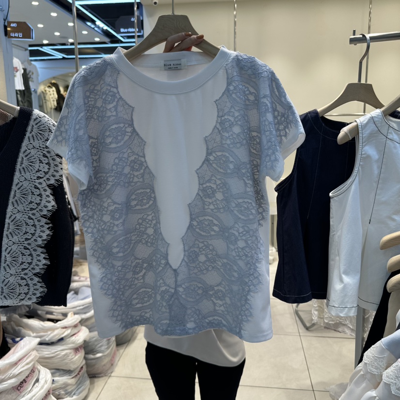 BLUE RIBBON韓國直郵㊣女裝新品休閑推薦25春夏時尚人氣T恤BLUE RIBBONT恤圖色1