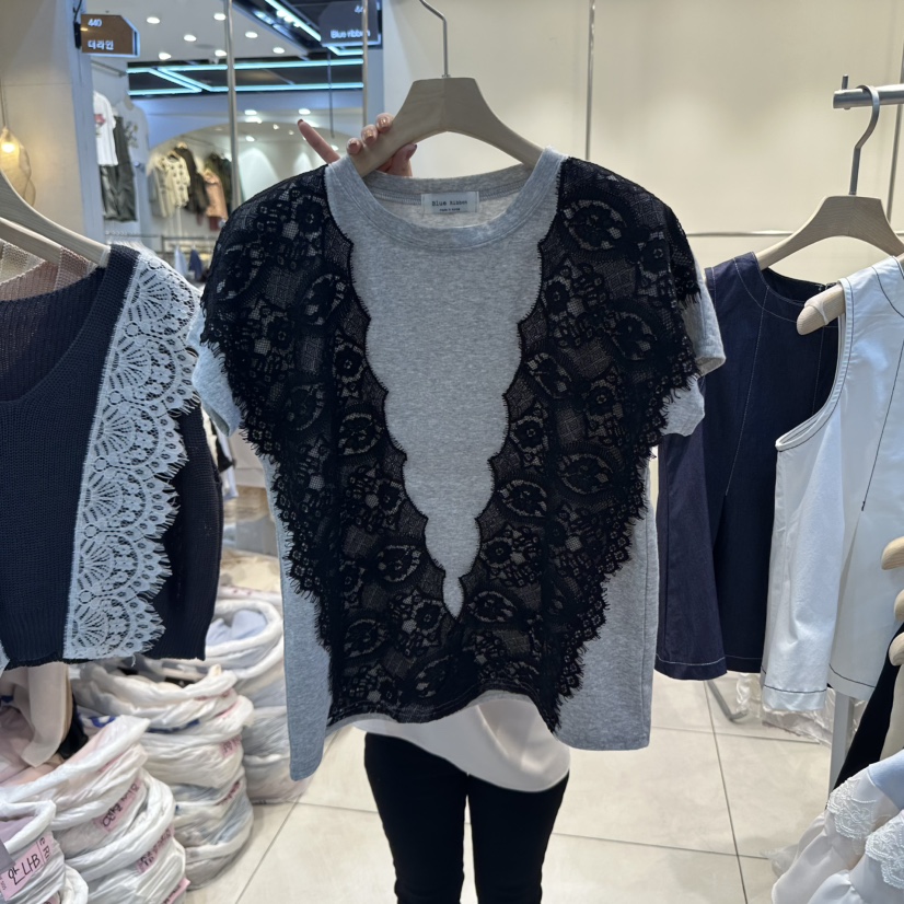 BLUE RIBBON韓國直郵㊣女裝新品休閑推薦25春夏時尚人氣T恤BLUE RIBBONT恤圖色2