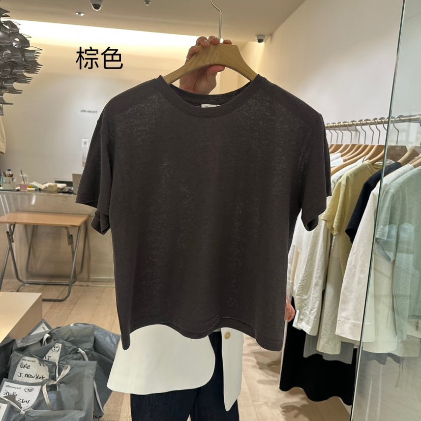 EFFERVESCENT韓國直郵㊣女裝新款休閑推薦熱賣時尚人氣T恤亞麻evc/effervescentT恤圖色3