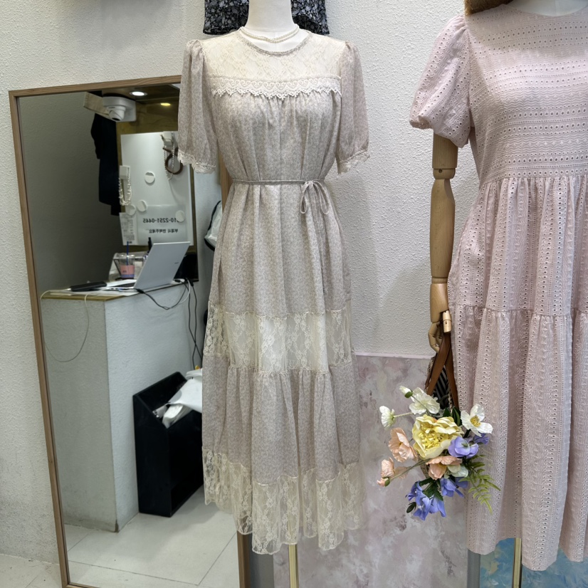 SYMPHONY直郵韓國代購㊣女裝新品時尚推薦連衣裙含腰繩蕾絲SYMPHONY連衣裙