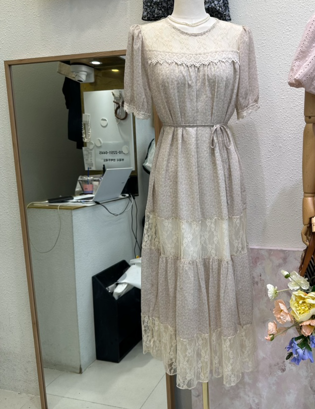 SYMPHONY直郵韓國代購㊣女裝新品時尚推薦連衣裙含腰繩蕾絲SYMPHONY連衣裙