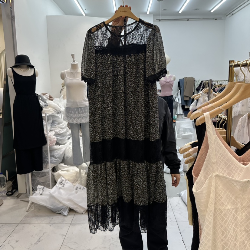 SYMPHONY直郵韓國代購㊣女裝新品時尚推薦連衣裙含腰繩蕾絲SYMPHONY連衣裙圖色2
